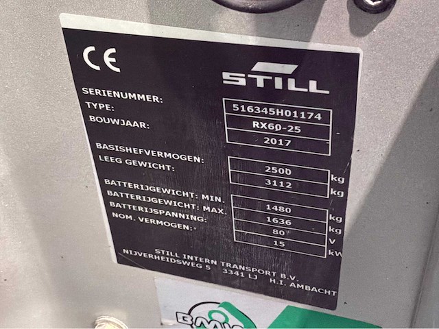 2017 still rx 60-25 2500kg vorkheftruck - afbeelding 2 van  2