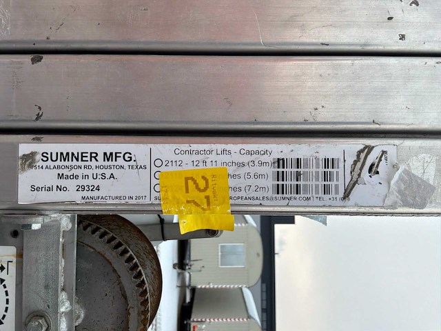 2017 sumner manufacturing 2118 materiaallift / kanaallift - afbeelding 9 van  9