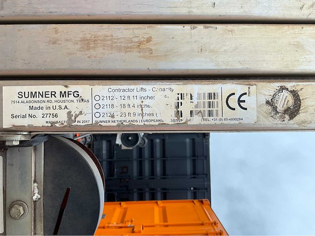 2017 sumner manufacturing 2118 materiaallift / kanaallift - afbeelding 9 van  9