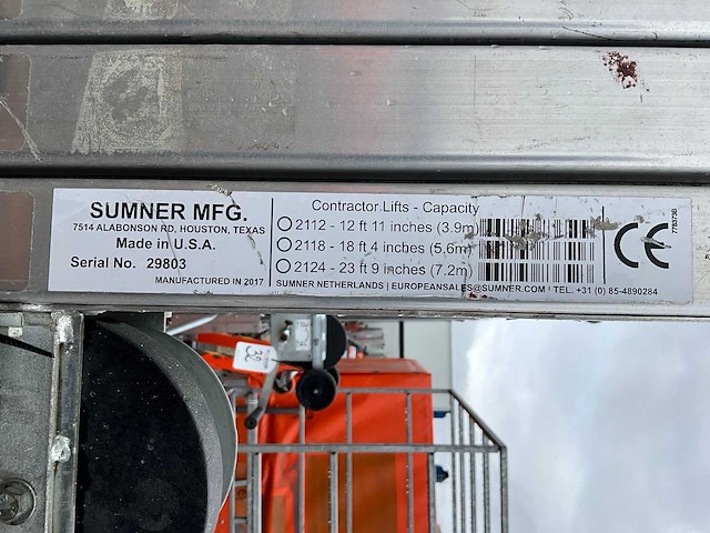 2017 sumner manufacturing 2118 materiaallift / kanaallift - afbeelding 3 van  12