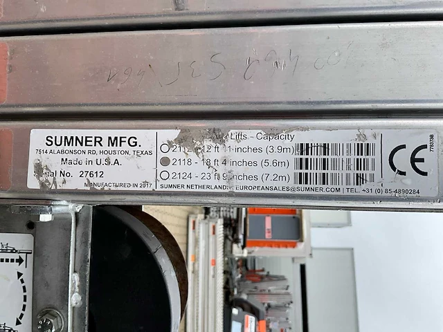 2017 sumner manufacturing 2118 materiaallift / kanaallift - afbeelding 3 van  11