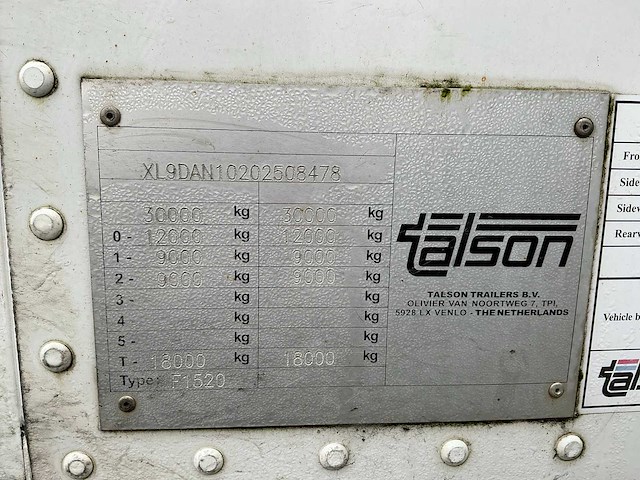 2017 talson f1520 oplegger - afbeelding 2 van  31