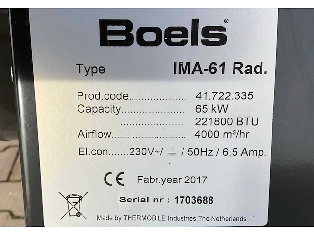 2017 thermobile ima-61 industriële heater / event heater / hetelucht turbine - afbeelding 12 van  13