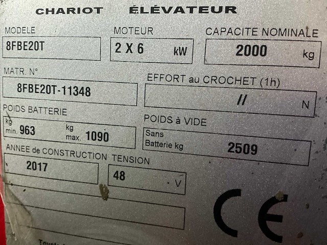 2017 toyota 8fbe20t vorkheftruck - afbeelding 6 van  13