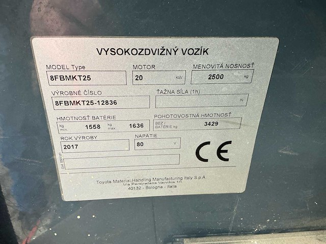 2017 toyota 8fbmkt25 vorkheftruck - afbeelding 30 van  37