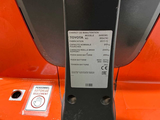 2017 toyota swe080l elektrische palletwagen - afbeelding 8 van  8