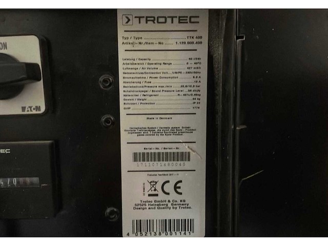 2017 trotec ttk 400 condensatiedroger / bouwdroger - afbeelding 6 van  6