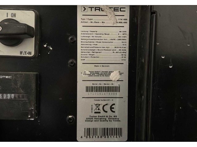 2017 trotec ttk 400 condensatiedroger / bouwdroger - afbeelding 4 van  6
