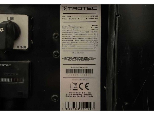 2017 trotec ttk 400 condensatiedroger / bouwdroger - afbeelding 6 van  6