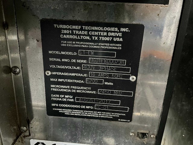 2017 turbochef i1-ew high speed oven - afbeelding 8 van  8