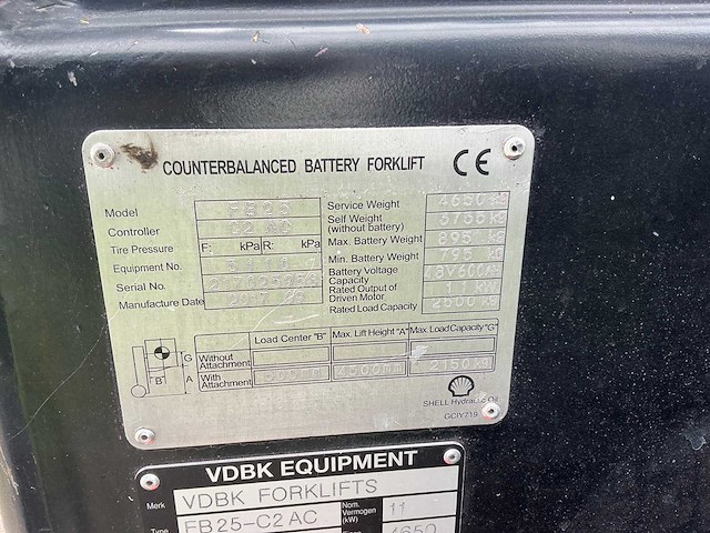 2017 vdbk fb25-c2ac vorkheftruck - afbeelding 10 van  17