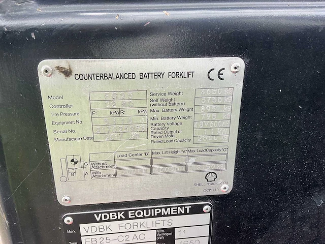 2017 vdbk fb25-c2ac vorkheftruck - afbeelding 6 van  26