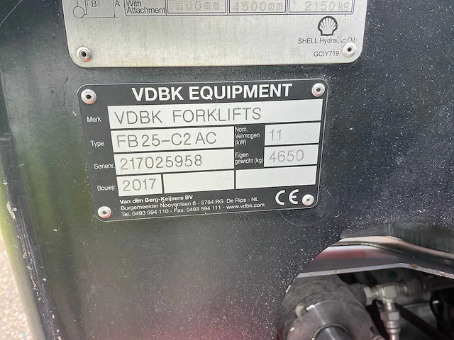 2017 vdbk fb25-c2ac vorkheftruck - afbeelding 7 van  26