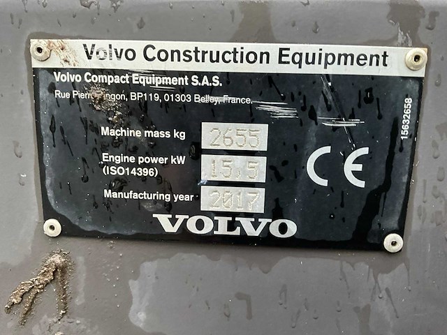 2017 volvo ec27d minigraafmachine - afbeelding 15 van  23