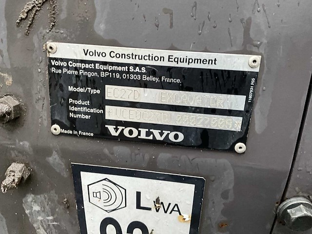 2017 volvo ec27d minigraafmachine - afbeelding 16 van  23