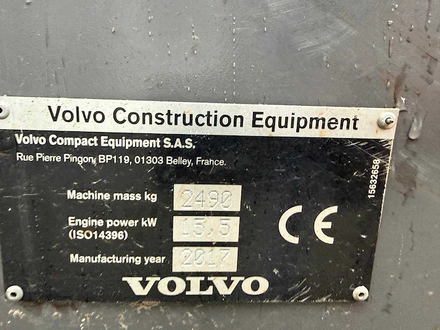 2017 volvo ecr25d mini graafmachine - afbeelding 9 van  17