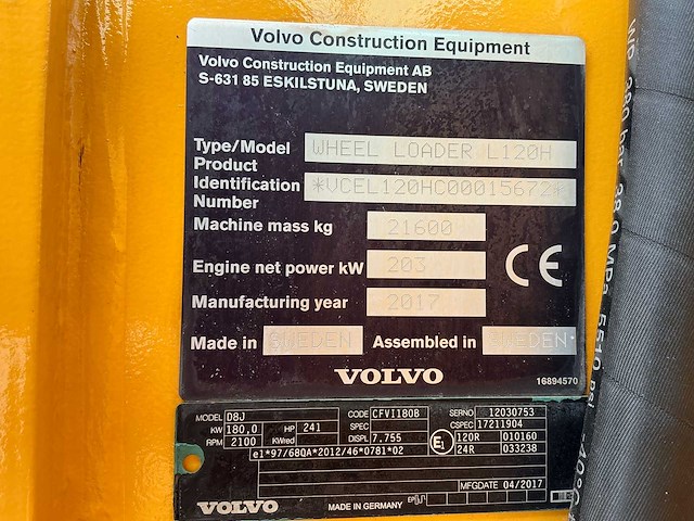2017 volvo l120h shovel - afbeelding 60 van  63