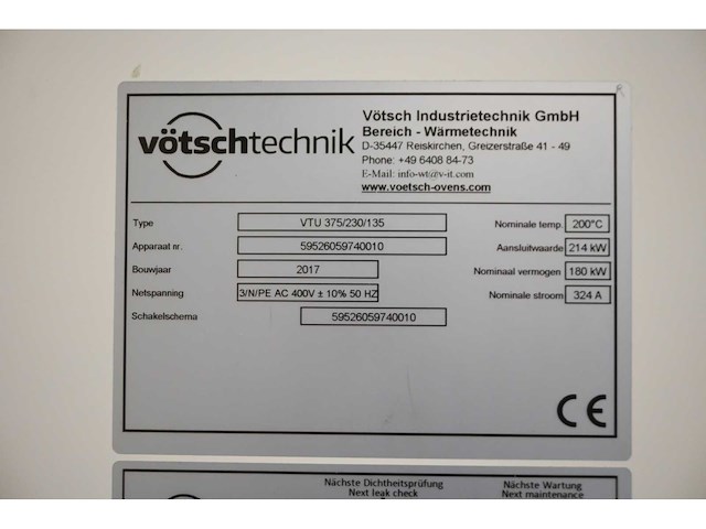 2017 vötsch vtu 375/230/135-200celsius kamer oven - afbeelding 11 van  22
