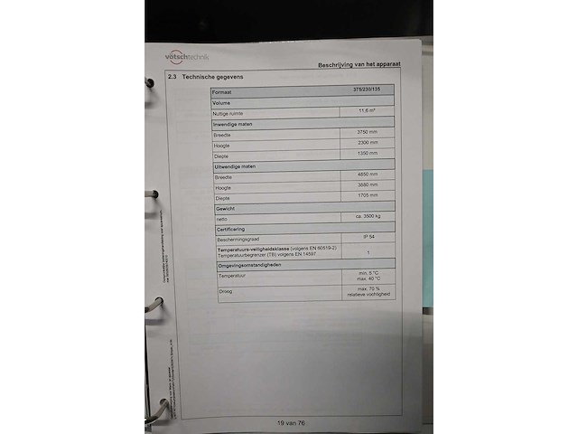 2017 vötsch vtu 375/230/135-200celsius kamer oven - afbeelding 13 van  22