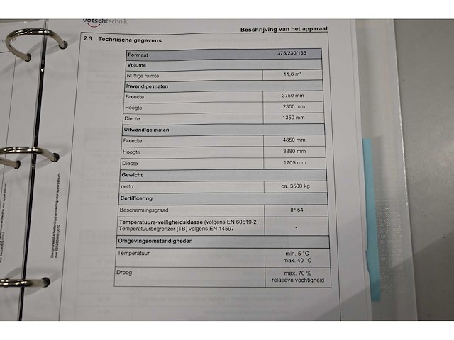 2017 vötsch vtu 375/230/135-200celsius kamer oven - afbeelding 11 van  24