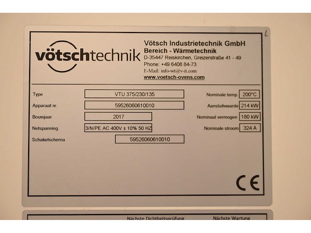 2017 vötsch vtu 375/230/135-200celsius kamer oven - afbeelding 24 van  24