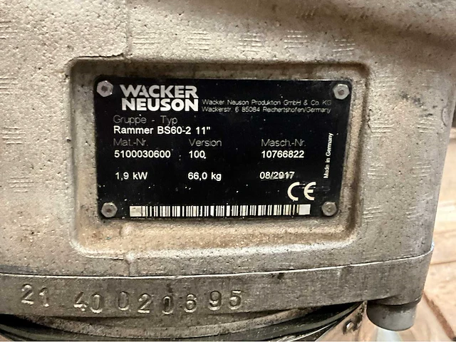 2017 wacker neuson bs60-2 11” trilstamper - afbeelding 6 van  6