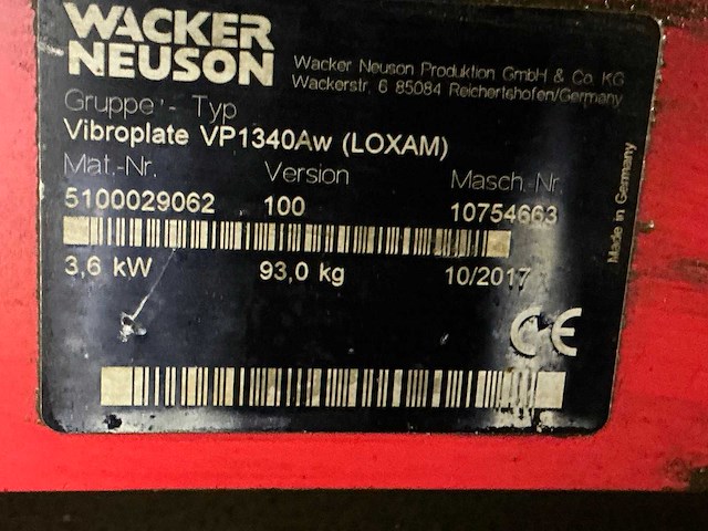 2017 wacker neuson vp1340aw trilplaat - afbeelding 7 van  7