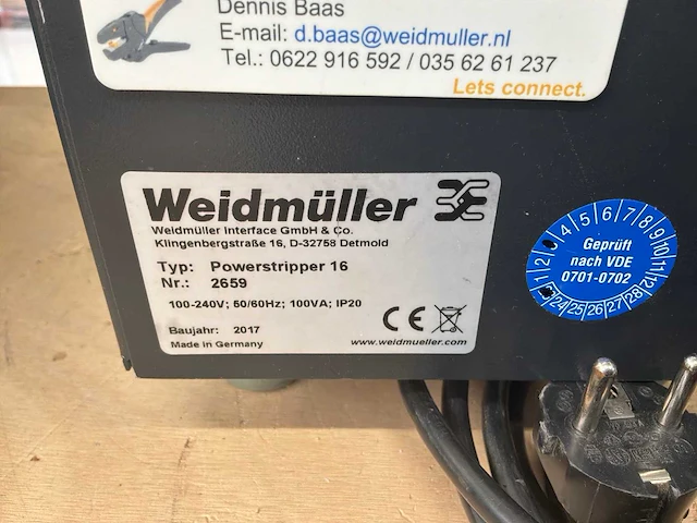 2017 weidmüller powerstripper 16 kabelstripmachine - afbeelding 6 van  6