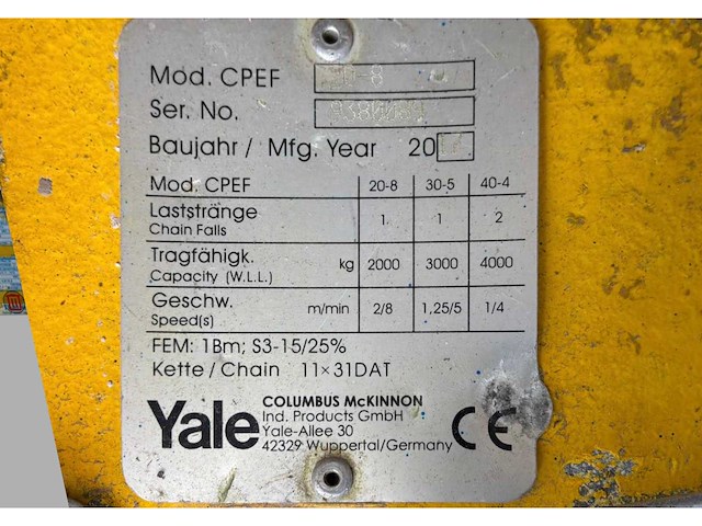2017 yale cpef 20-8 elektrische kettingtakel - afbeelding 7 van  7