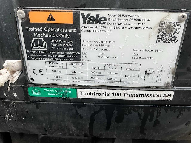 2017 yale glp25vxe2170 vorkheftruck - afbeelding 27 van  33