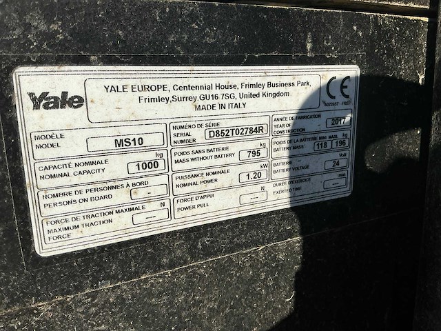 2017 yale ms10 stapelaar - afbeelding 5 van  13