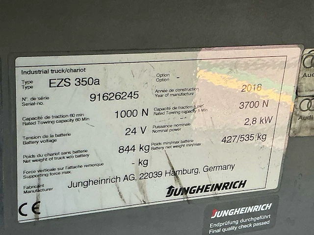 2018 - jungheinrich - ezs-350-a-ftf - takelwagen - afbeelding 8 van  11