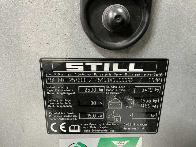 2018 - still - rx60-25/600 - forklift trucks - afbeelding 3 van  12