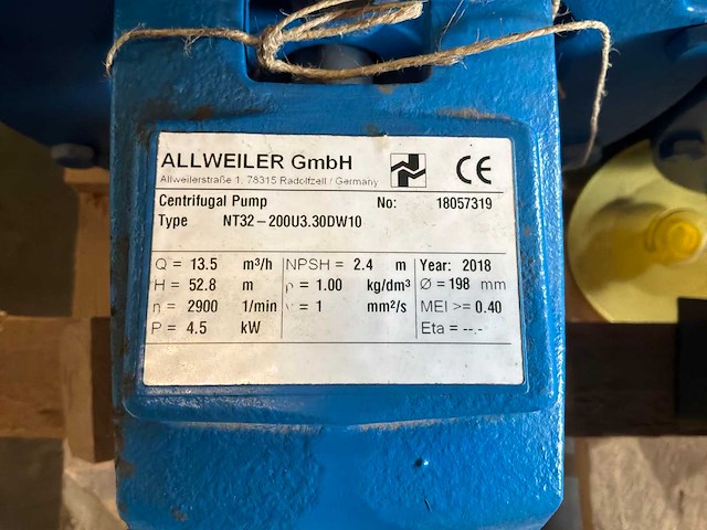 2018 allweiler nt32-200u3.30dw10 centrifugaal pomp (2x) - afbeelding 2 van  2
