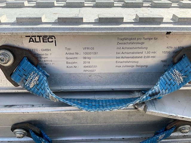 2018 altec vfr105 aluminium oprijdplaten “zwaartransport uitvoering” - afbeelding 8 van  8