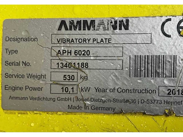 2018 ammann aph 6020 e trilplaat - afbeelding 3 van  12