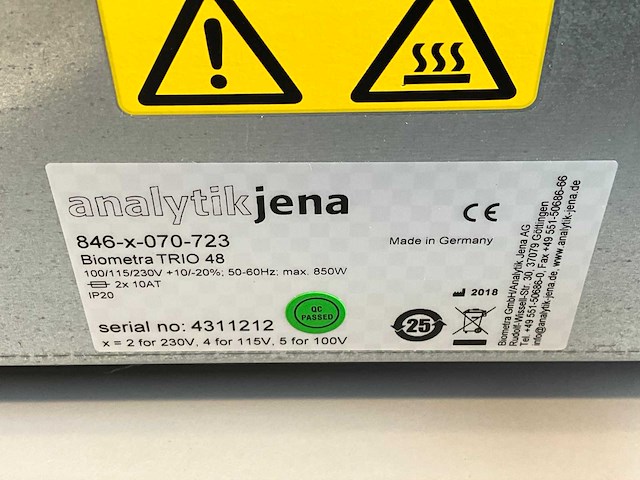 2018 analytik jena biometra trio 48 multiblok pcr thermische cycler - afbeelding 7 van  8