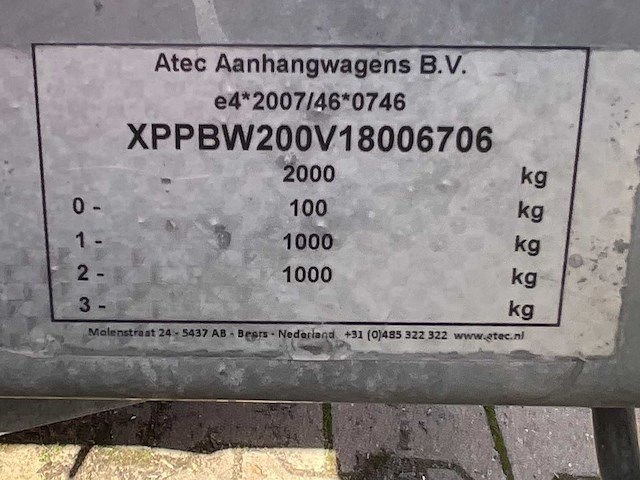 2018 atec eb2 2-1 dubbelas aanhangwagen - afbeelding 10 van  19