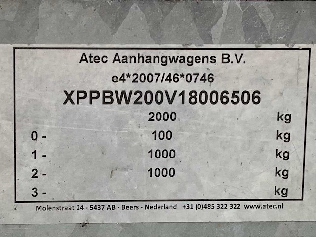 2018 atec eb2 2-1 dubbelas aanhangwagen - afbeelding 11 van  19