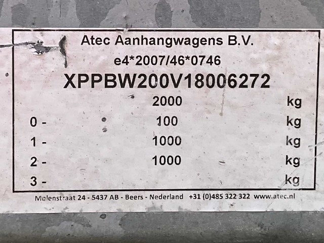 2018 atec eb2 2-1 dubbelas aanhangwagen - afbeelding 8 van  16