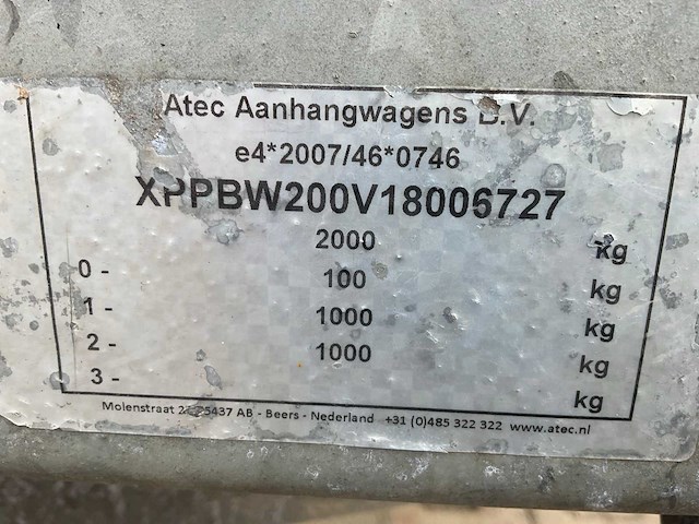 2018 atec eb2 2-1 dubbelas aanhangwagen - afbeelding 8 van  16