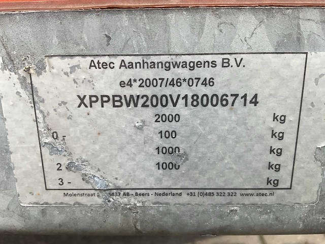 2018 atec eb2 2-1 dubbelas aanhangwagen - afbeelding 9 van  17