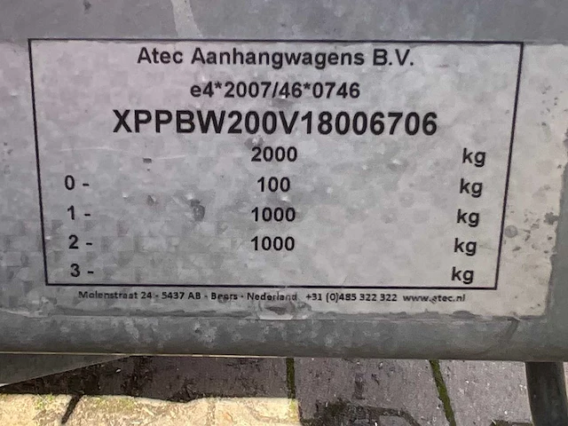 2018 atec eb2 2-1 dubbelas aanhangwagen - afbeelding 11 van  19