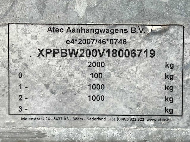 2018 atec eb2 2-1 dubbelas aanhangwagen - afbeelding 11 van  19