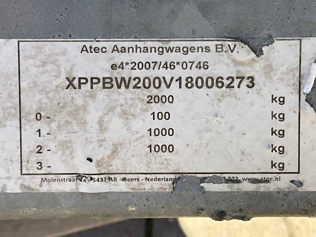 2018 atec eb2 2-1 dubbelas aanhangwagen - afbeelding 10 van  18