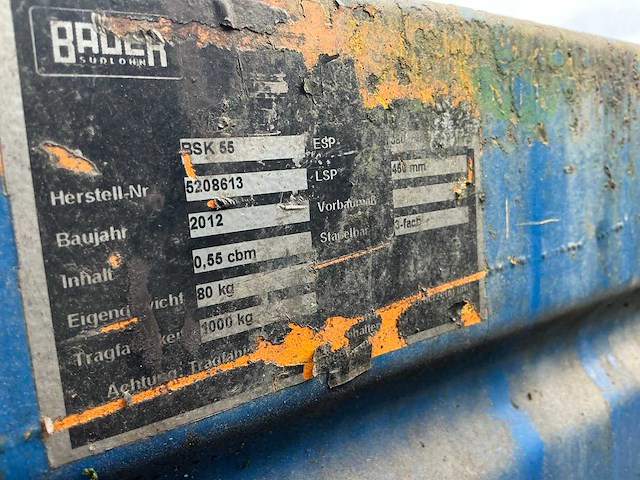 2018 bauer bss55 / bsk 55 kiepbare afvalcontainer (4x) - afbeelding 4 van  4