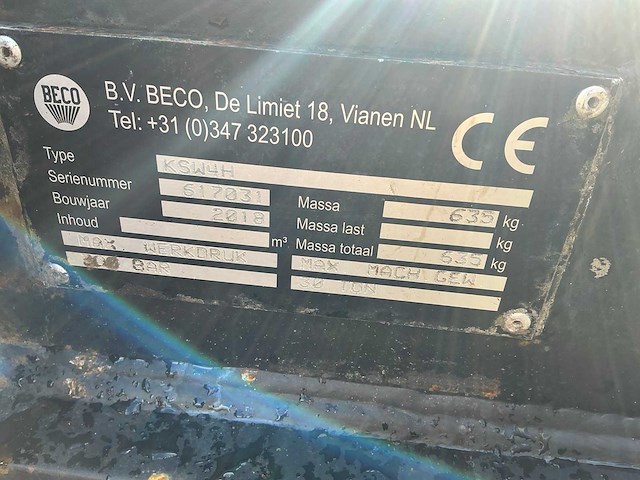 2018 beco ksw4h kanteljuk cw40 - afbeelding 8 van  8