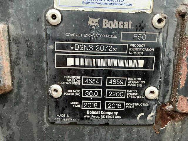 2018 bobcat e50 midigraafmachine - afbeelding 29 van  35