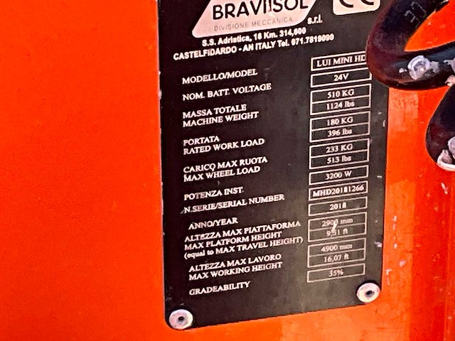 2018 braviisol leonardo lui mini hd hoogwerker / personenlift - afbeelding 3 van  8