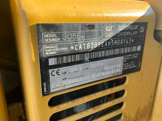 2018 cat 305e2 minigraafmachine - afbeelding 11 van  18